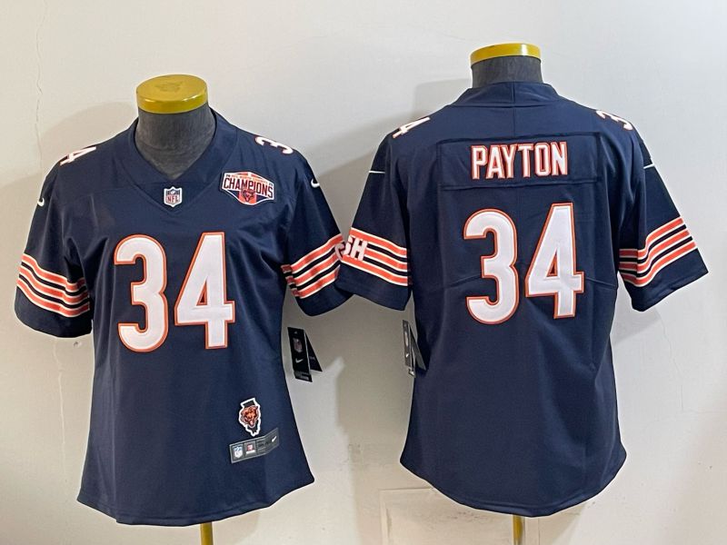 Women 2026 Chicago Bears #34 Payton Blue Nike Limited NFL Jersey style 0002